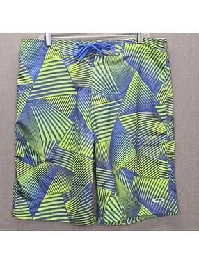 Oakley Men's Board Shorts Size 34  Blue Green Striped Y2K Retro Surf
